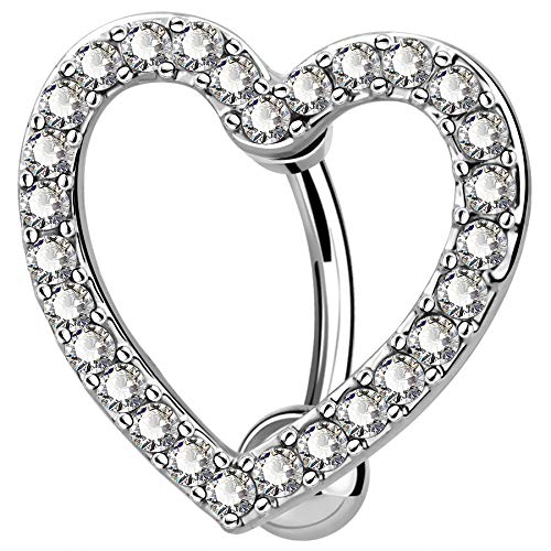 OUFER Heart Belly Button Rings Pave CZ Crystal Top Down Belly Rings 14G Surgical Steel Navel Piercing Jewelry OUFER Heart Belly Button Rings Pave CZ Crystal Top Down Belly Rings 14G Surgical Steel Navel Piercing Jewelry