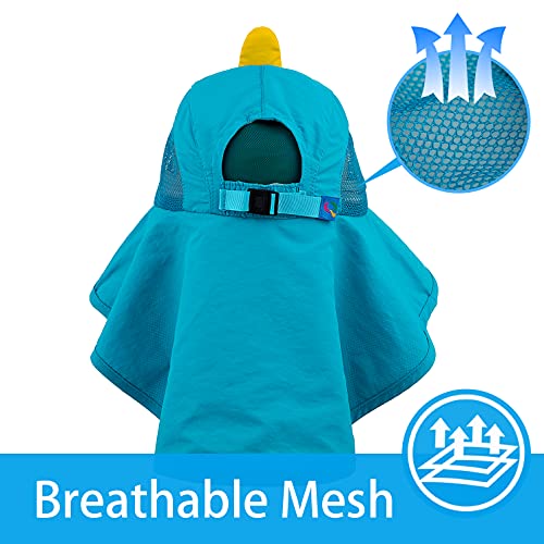 Image of Kids Sun Hat UPF 50+ Boy Girl Protection Hat Wide Brim Beach Hats with Mesh and Adjustable Chin Strap