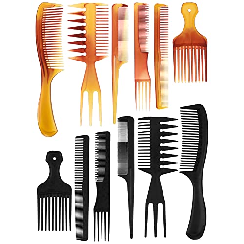 Expressions 12pc Styling Combs, Hair Comb Set For All Hair Types For Everyday Hair Styling, Assorted Combs Value Pack of Professional Barber Supplies, Durable Material, Gentle on Hair