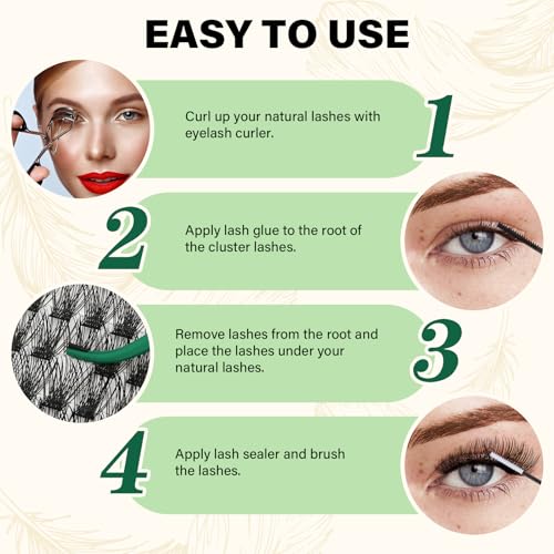 Image of KEYYOU Lash Clusters Air Touch D Curl Wispy Individual Lashes 16mm