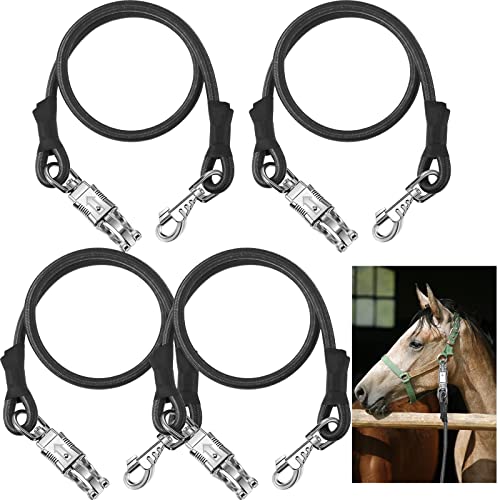 4 Pack Bungee Cross Ties Set Horse Trailer Tie Straps Bulk Bungee Cords with Snaps for Horse Trailer Accessories 36 Inch Long (Black)