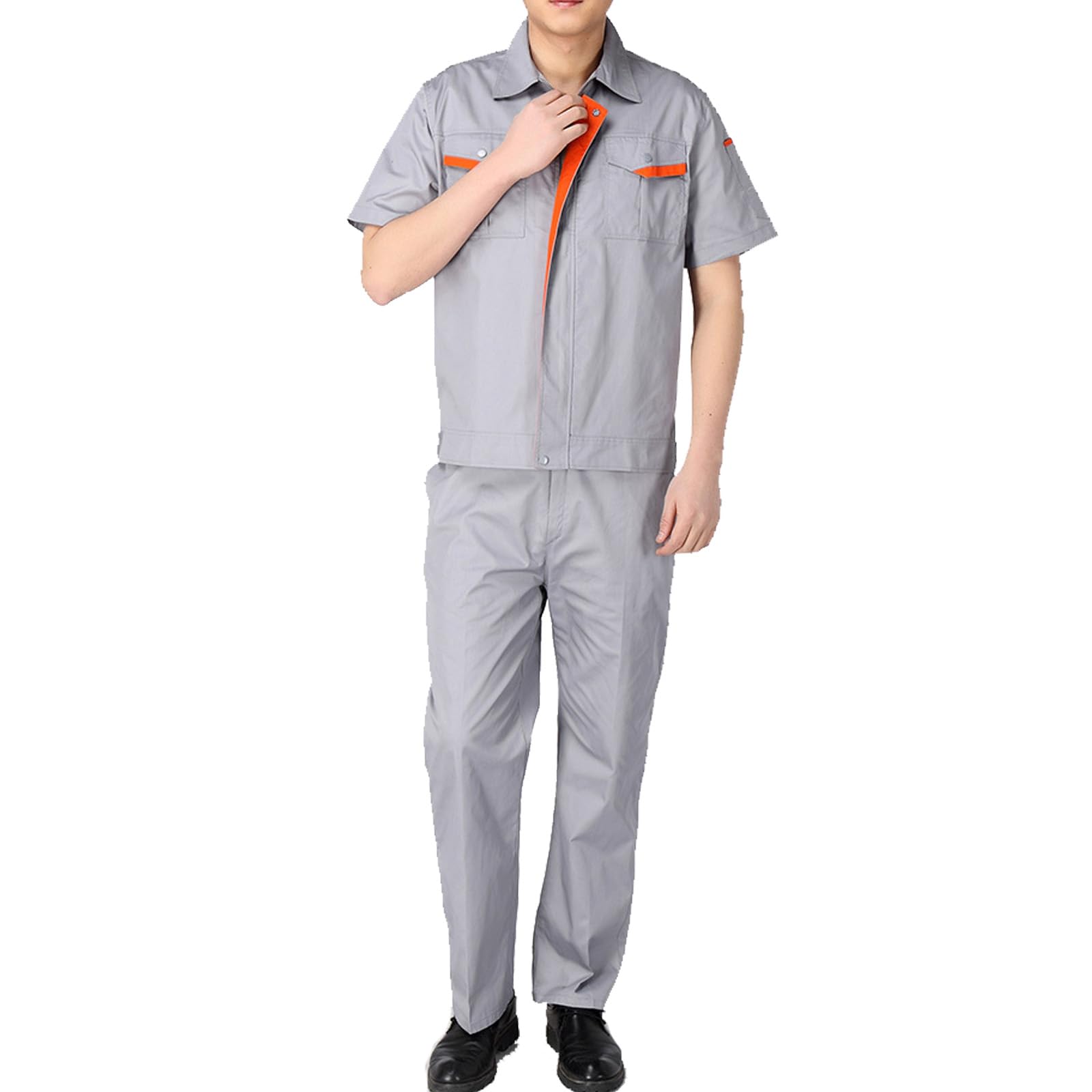 Chaqueta De Trabajo De Manga Corta Unisex Zip Up Overol Workwear Shirt & Pants