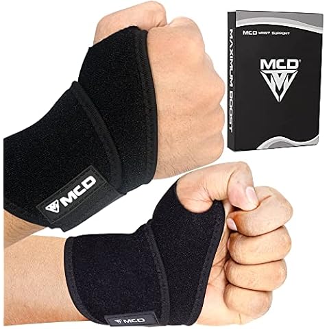 MCD Wrist Supports Pack of 2 Comfortable, Lightweight, Hand & Wrist Braces Adjustable Wrist Compression Support Fit for Both Left & Right Hand Wrist Support for Fitness, Gymnastics & Relief Cover