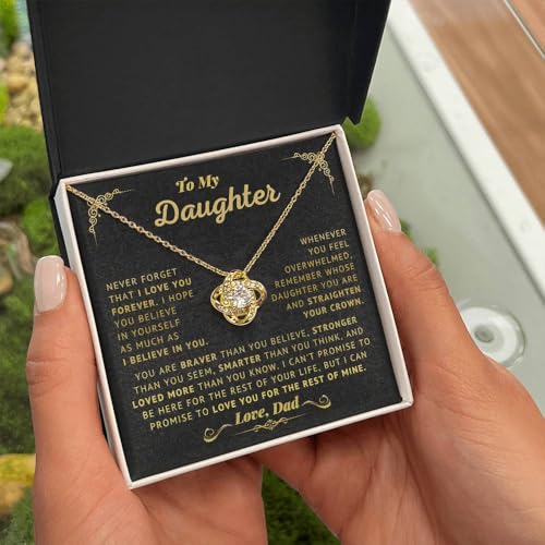 To My Daughter Necklace From Dad, Beautiful Gift For Daughter From Dad Never Forget That I Love You Necklace, Gifts For Daughter From Dad, Birthday Gifts For Daughter, Father Daughter Gifts With Inspirational Message Card4
