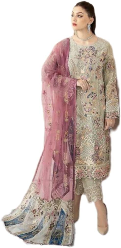 Divine CollectionPresent Semi stiche Pakistani Fox Georgette dress Meterial For women with fox georgette embroedery dupatta