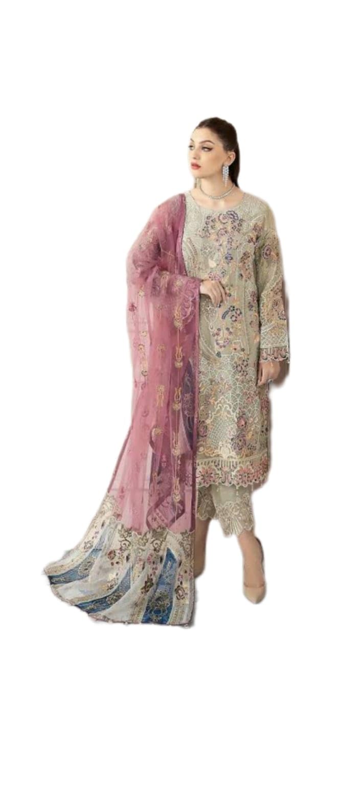 Divine CollectionPresent Semi stiche Pakistani Fox Georgette dress Meterial For women with fox georgette embroedery dupatta
