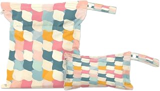Pardick Wet Bag 2Pcs Wet Dry Bag Waterproof Travel Laundry Bags Geometrical Swimsuit Bags Storage Cloth Diaper Bathing Suit 0rganizer for Beach,Pool