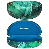 molshine Hartschalen-Sonnenbrillenetui, großes Brillenetui für Damen und Herren,übergroße Sonnenbrillen-(Grüner Marmor)