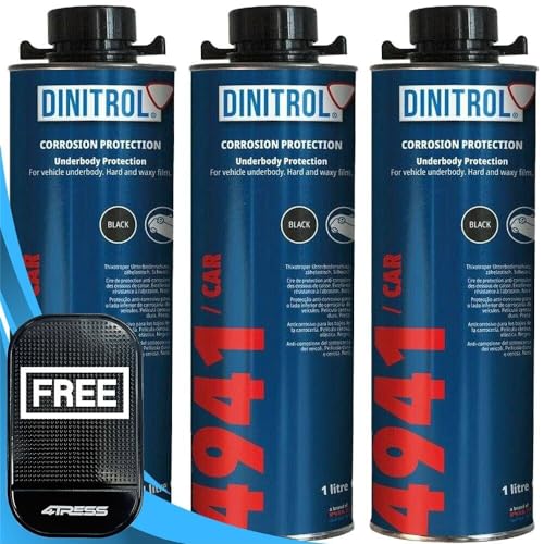 Dinitrol 3 x1 Litre Underbody Chassis Rust Proofing Black 4941 - Self Healing Abrasion Resistance Car Underbody Underseal Coating with 4Tress Non Slip Car Dash Mat (4T-3L-4941)
