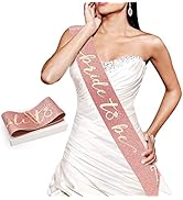 Konsait Glitter Pink Rose Gold Bride to Be Sash-Rose Gold Bachelorette Sash- Bride Gift - Engagem...