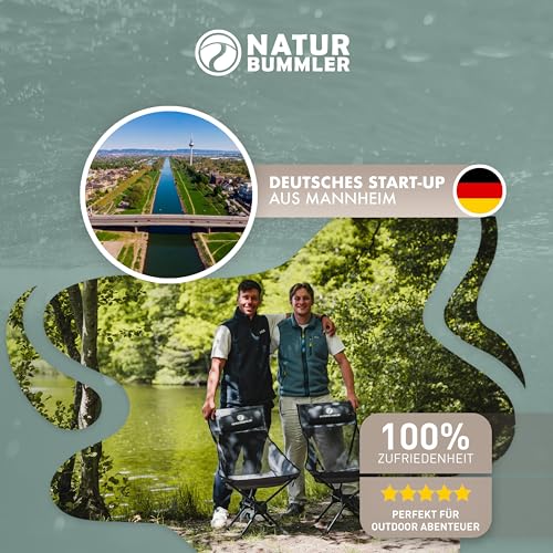 NATURBUMMLER Campingstuhl faltbar [Cloud Sit Light] – Ultraleicht (2,65 kg) & atmungsaktiv – inkl. Tragetasche – kompakter Klappstuhl 120 kg belastbar für Garten Angeln Outdoor (Grau)