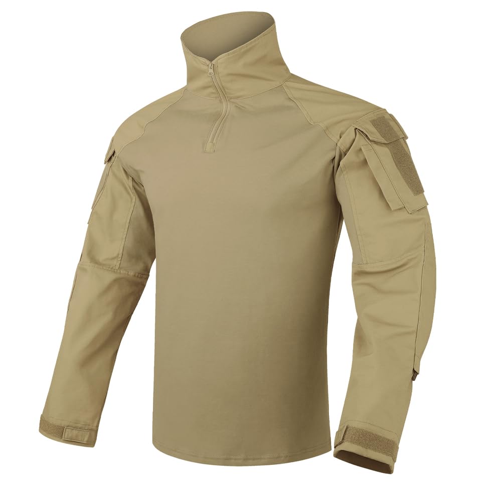 KRYDEX Tactical Men's Combat Shirt Rapid Assault Long Sleeve Shirt with Elbow Pads