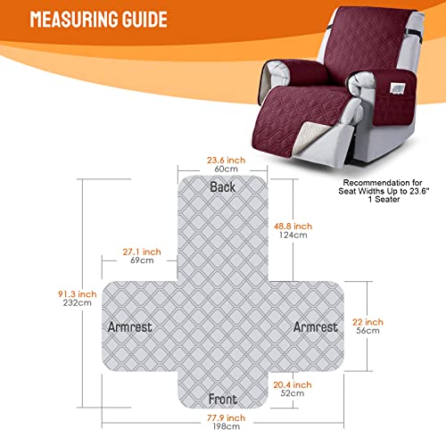 Image of VANSOFY 100% Waterproof Recliner Chair Covers, Recliner Cover Non-Slip Dog Chair Cover Furniture Protector Washable Slipcover with Pocket, Elastic Straps for Pets, Dogs(Burgundy, 23.6 inch)
