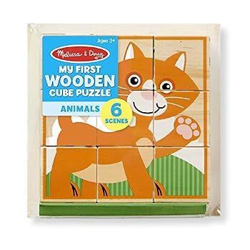Toy My First Wooden Cube Puzzle - Animals Book