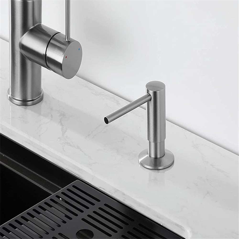 Dispensador de jabón para fregadero, bomba de detergente de cocina para encimera o cubierta, botella de jabón líquido con diseño de tapa abatible fácil, ideal para fregaderos de cocina y lavavajillas