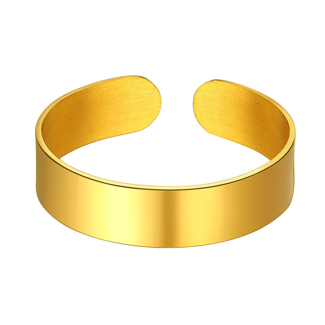 Stainless Steel Open Band Ring for Men Women 18K Gold/Black Plated Brush/Smooth Surface Rings Set Minimalist Jewelry(with Gift Box)