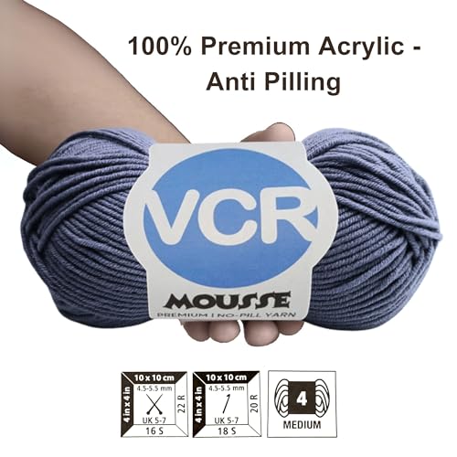 Image of VCR 4ply English Blue Yarn, 100 Grams Hank, 190 Meters Length, Acrylic Ball for Crochet and Knitting, Soft Crosia Threads, Pack of 1 Yarn, Suitable for DIY Crafts