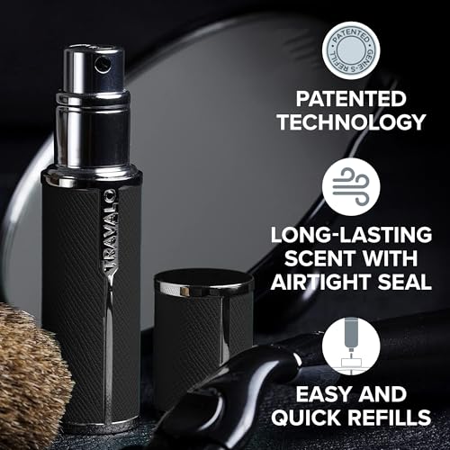 Travalo Milano Perfume Atomizer - Leak-Proof and TSA Approved for Air Travel - Reusable, Airtight, Easy Fill Mini Pump Sprayer - Lightweight Vegan Leather with Polished Metal Outer Shell - Black3