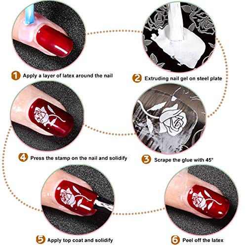 Nail Art Stamping Kit, mcwdoit 8PCS 8ml Stamping Gel Black White Pink Soak Off Nail Art UV Gel Polish