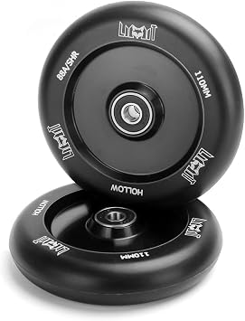 Limit Pro Scooter Wheels 110mm - Scooter Replacement Wheels for Stunt Trick Scooters Oil Slick Hollow Core with ABEC-9 Bearings Installed Pair