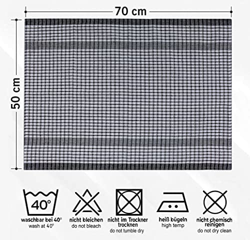 Pack of 10 Heavy Duty (80gm/pc) WonderDry Checked Cotton Kitchen Tea Towels - Absorbent - Long Lasting – Professional Grade - Lint Free, Fade Resistant – Bar, Catering Restaurant Cloth- 50 x 70 cm - Image 6