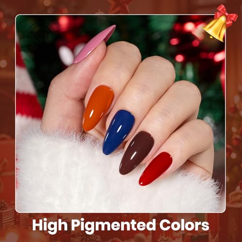 Image of Beetles Gel Nail Polish Kit - 23Pcs Burgundy Red Brown Orange Purple Colors Gel Polish Set Brown Gray Blue Green Soak Off Uv Gel Base Top Coat Gifts for Girls Glowing Attraction