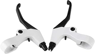 MAGT - Mango de freno de bicicleta de aleación de aluminio, 1 par de bicicletas de montaña para manillar de palanca de freno de bicicleta, color blanco y negro de 22 mm