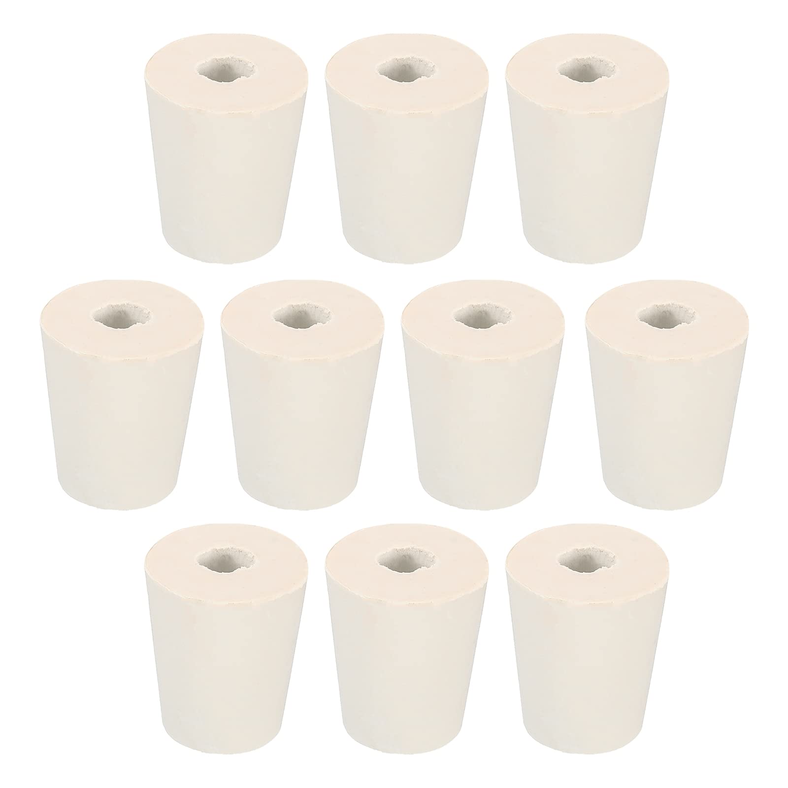 Bouchon en caoutchouc de 19 mm à 26 mm blanc avec trou pour tubes de laboratoire