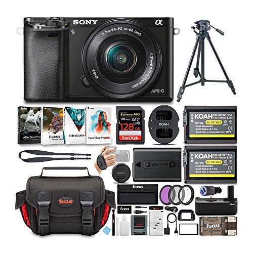 Sony Alpha a6000 24.3MP Mirrorless Digital Camera with 16-50mm Lens (Black) and Accessory Bundle