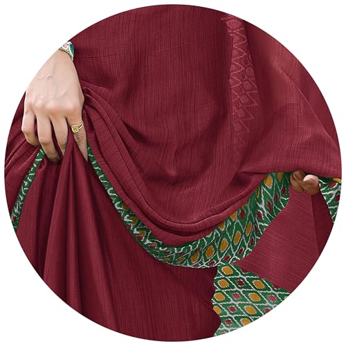 Image of MIRCHI FASHION Saree for Woman Chiffon Georgette Polka Dot Border | Plain Lightweight Women's Sari with Printed Pallu and Blouse Piece