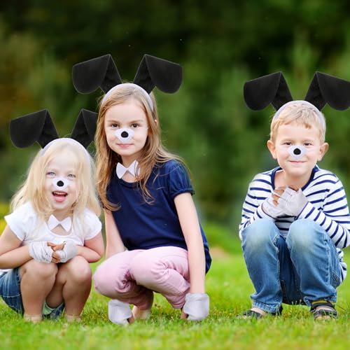 Syhood Dackel Hunde Kostüm Set für Karneval | Hunde Ohren Stirnband + Nase + Schwanz + Handschuhe + Fliege | Hundekostüm für Tier Party Fasching Geburtstag Welpen Cosplay Zubehör