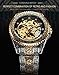 FORSINING Retro Watch for Men Hollow Skeleton Self-Wind Mechanical Vintage Carved Tattoo Automatic Big Dial Diamond Scale Wrist Watches