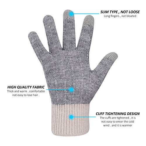 Dames winterhandschoenen 2 paar vrouwen warm touchscreen katoen kort gebreide wanten voor typen rijden zwart + grijs - Image 6