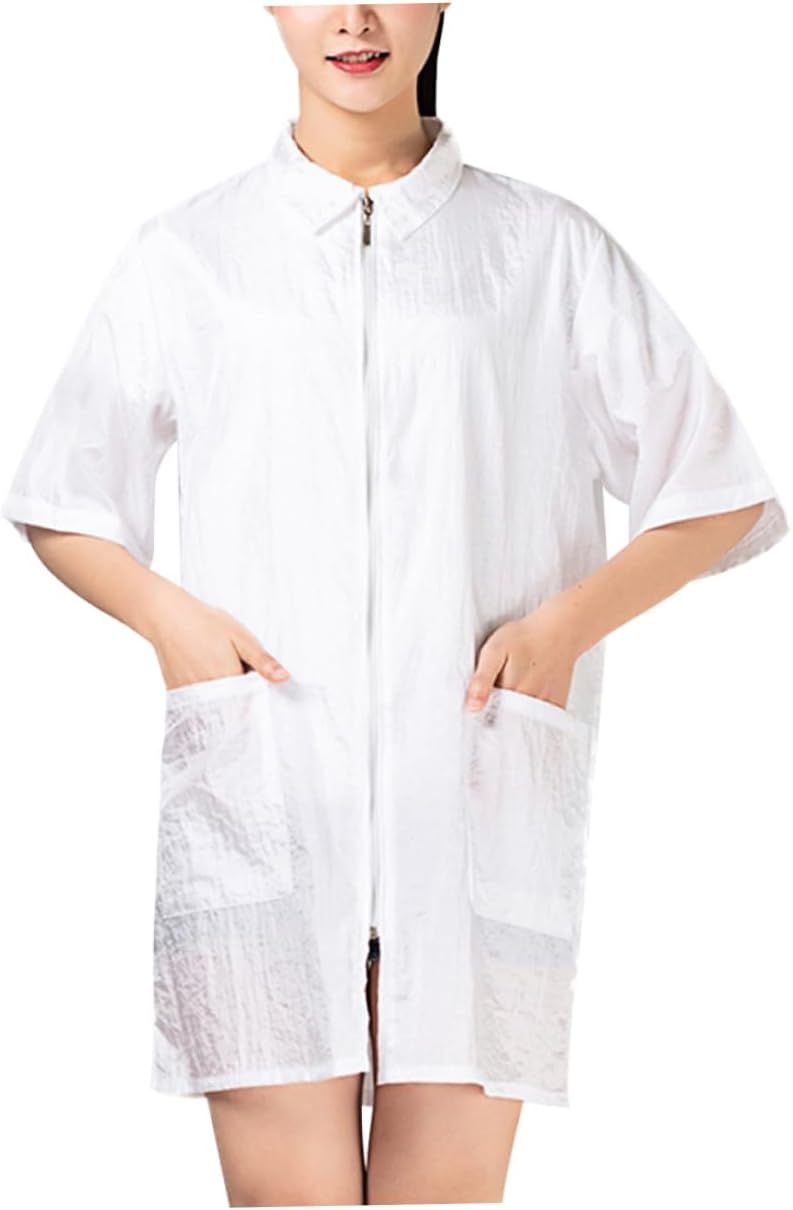 Breathable Hairdresser Uniform for Salon Use Quick-drying Technician Overalls with Pocket White