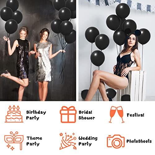 50Pcs Black Balloons, 12 Inches Black Matte Balloon, Premium Black Latex Balloons, Thicken Black Helium Party Balloon For Balloon Garland Arch And Black Theme Party #TOP3