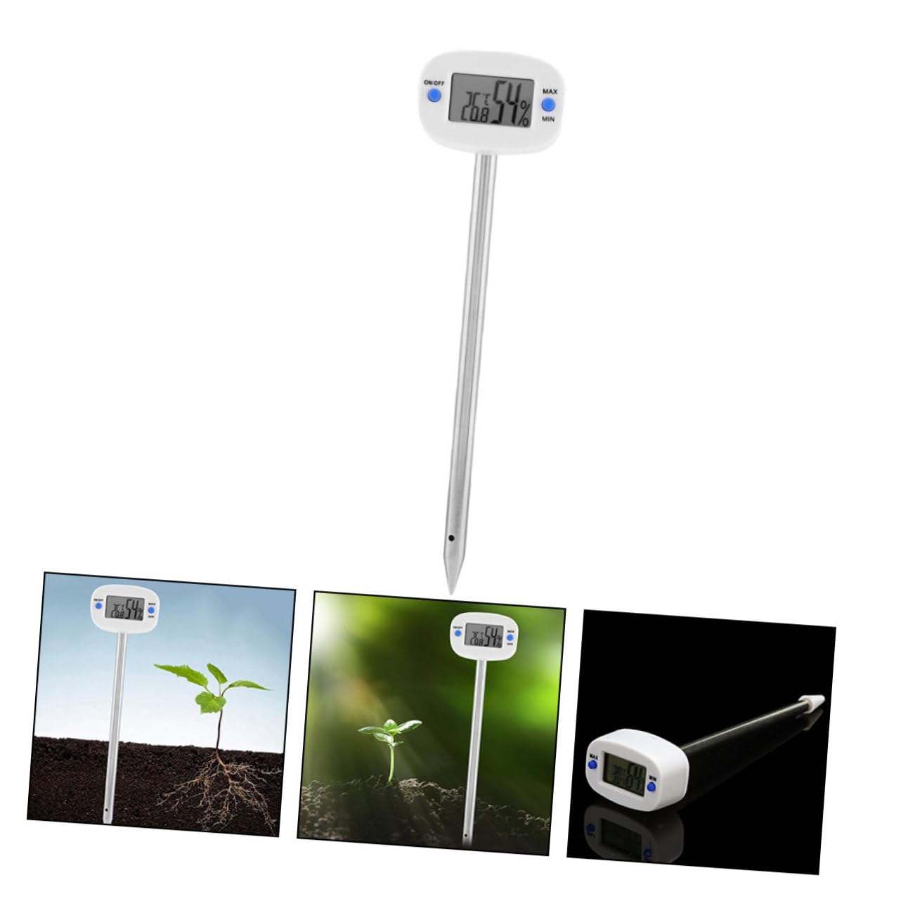 BESTonZON 3 Termómetros De Suelo Medidor De Humedad Del Suelo Sensor De Temperatura Para Compost Tierra Para Macetas Plantas De Exterior Medidor De Humedad Del Agua Del Suelo Medidor