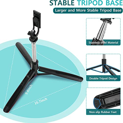 Image of Celfiexpt 63 inch Selfie Stick Tripod 360 Rotatable Mobile Holder Bluetooth Remote Multi-Functional Extendable Tripod Stand for Vlogging Live Streaming Compatible with Mobile Phone Camera Ring Light