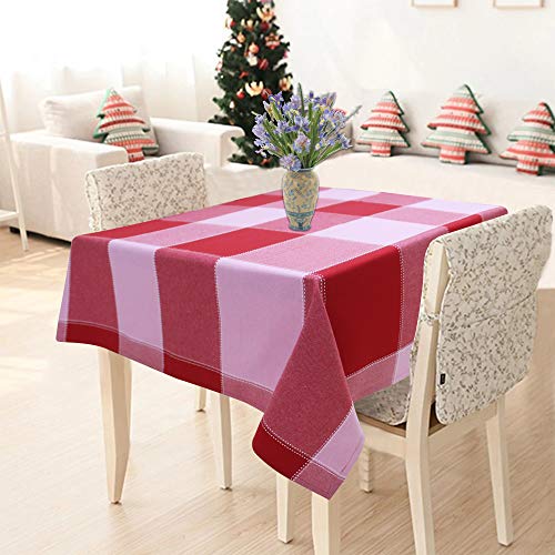 Image of AIRWILL 100% Cotton Square Table Cover for Dining Table | Premium Washable Table Cloth | Soft Durable Fabric for Home Kitchen Restaurant & Coffee Table (Red, 2 Seater)