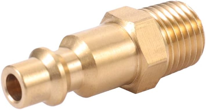 Brass 1/4-Inch NPT Male Industrial Air Hose Quick Connect Adapter,Air Coupler and Plug Kit,Air Compressor Fittings 10pcs (Male NPT)