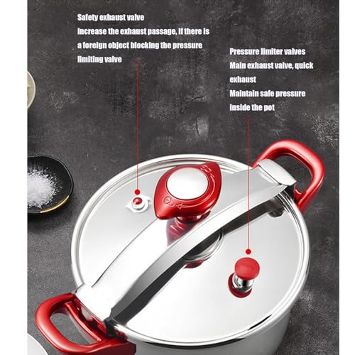 YIGECHENXIN 304 Household Stainless Steel Pressure Cooker, Heavy-Duty Aluminum Explosion-Proof Cooking Pot Multifunctional Suitable for Gas Stoves,3L - Image 4
