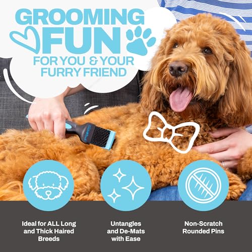 The Doodle Brush – Long Pin Dog Slicker Brush for Goldendoodles, Labradoodles, and other Poodle-crosses with Medium and Long Hair, Dog Detangler Brush for Dematting (Single Head) - Image 3