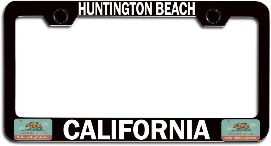 Makoroni - Huntington Beach California Californian Bl Steel License Plate Frame, License Tag Holder