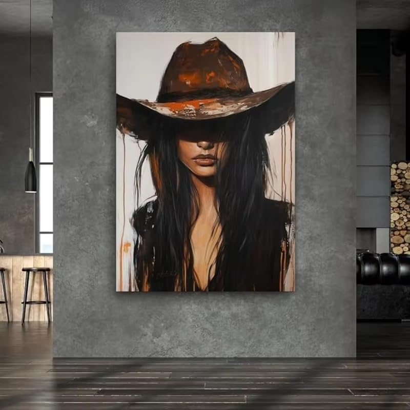 Affiche cowgirl chapeau décoration murale salon 40x60cm