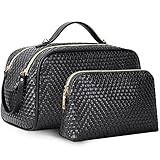 Makeup Bag 2 Pcs Large Cosmetic Bag Portable Make Up Bag Travel Toiletry Bag Waterproof...