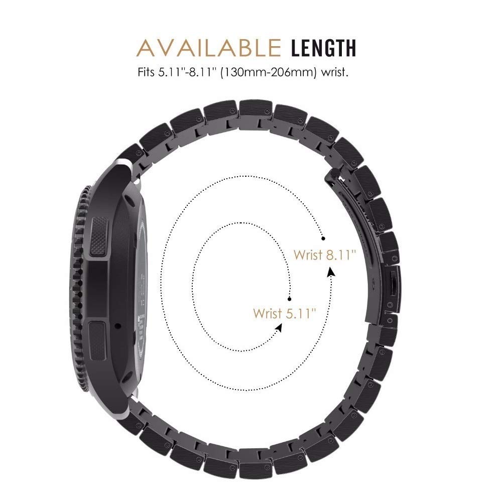 Bracelet de Rechange en Acier Inoxydable de Bracelet en Acier Inoxydable de 20 mm 22 mm 22 mm pour Gear S2 Classic S3 Galaxy