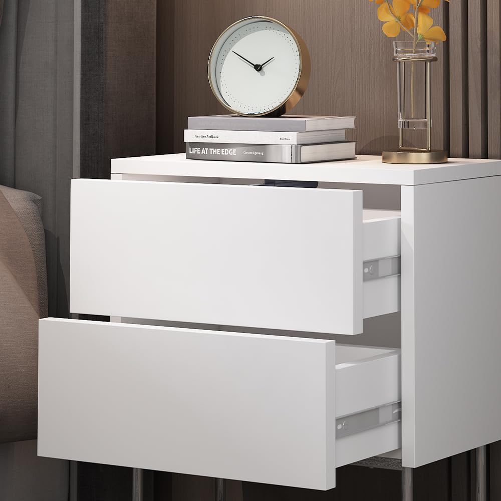Vicco Comodino camera da letto Calvin, Bianco, 45 x 50 cm