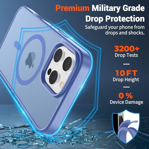 Image of SUPFINE Magnetic for iPhone 16 Pro Case (Compatible with MagSafe) (Military Grade Drop Protection) Slim Translucent Matte Shockproof with Anti-Fingerprint Phone Case,Blue Purple