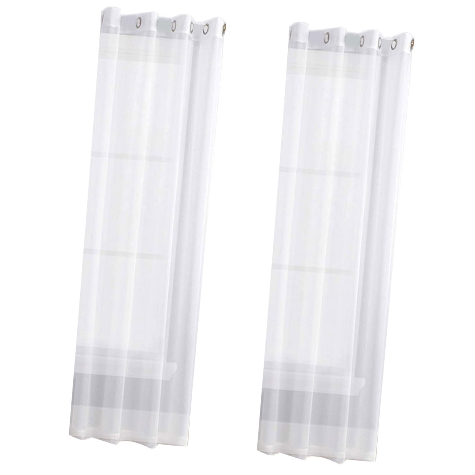 Elnwnnkc White Of 2 Grommet Top Curtains Semi Sheer Voile Fabric Privacy Light Filtering Drape Panels Home Upgrade Window Covering Light Filtering Voile Window Curtains