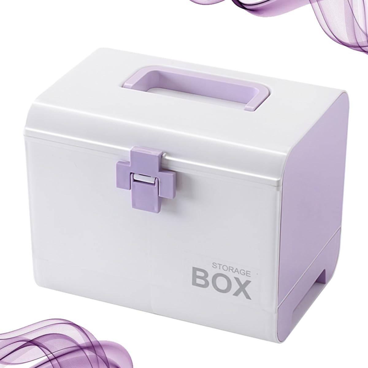 Caja de Medicinas Portátil para Hogar Tiendas y Exteriores Organizador de Estuche de Almacenamiento para Medicamentos Morado para Familia de Medicamentos