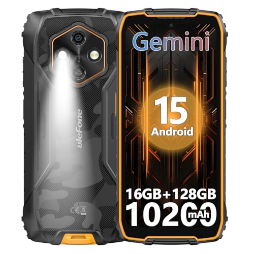 Ulefone RugKing 4 Pro Téléphone Portable Incassable, 16Go+128Go/SD-2To 10200mAh Batterie Android 15 Octa-Core AI Smartphone 48MP Caméra, 6,56